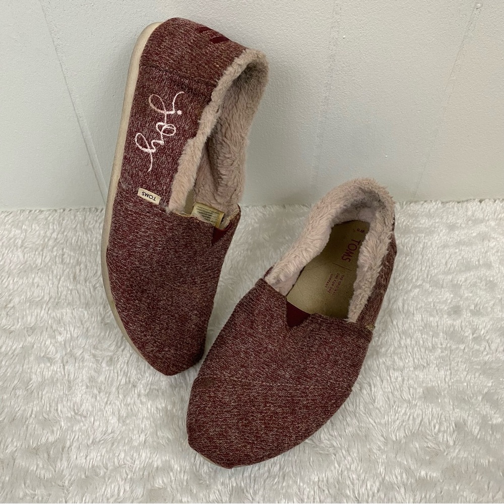TOM’s sz:W8 “Joy” Embroidery Sides Burgundy Heathered Loafers